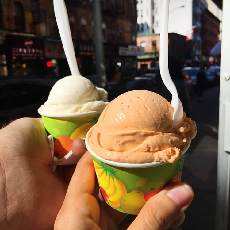 Two cups of ice cream from the Chinese Ice Cream factory in Chinatown