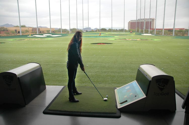 Things to do see in Phoenix Arizona TopGolf golf darts bowling rainy day full time explorer