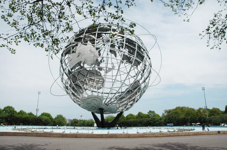 The worlds fair globe located in Corona Park in Flushing Queens