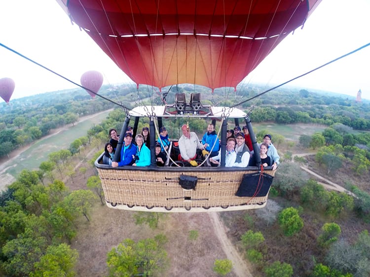 A hot air balloon selfie in Bagan