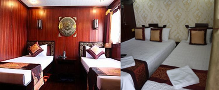 The advertised image of a hotel room versus the actual hotel room which is very different