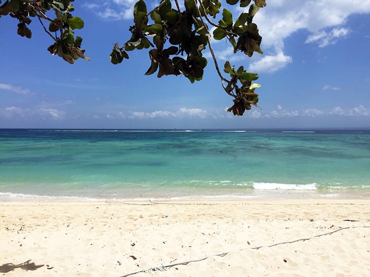 Crystal clear waters of Jungut Batu Beach which is one of the best beaches on Nusa Lembongan