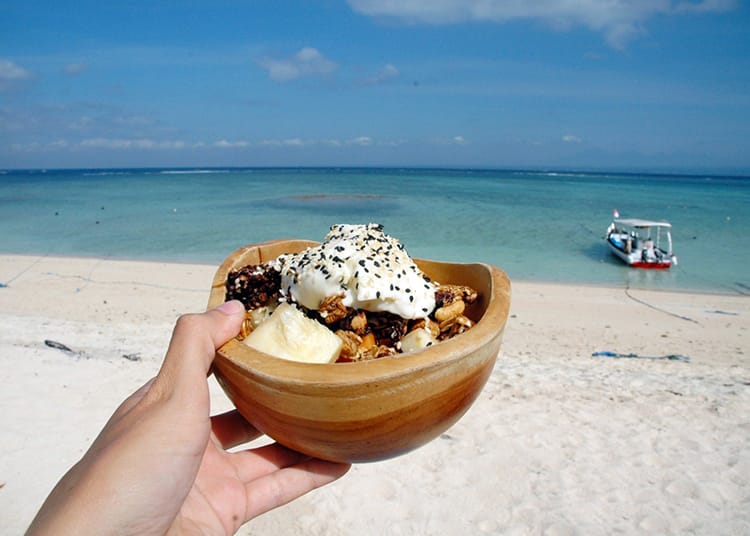 A yogurt and granola bowl at Blue Corner Restaurant in Nusa Lembongan Bali