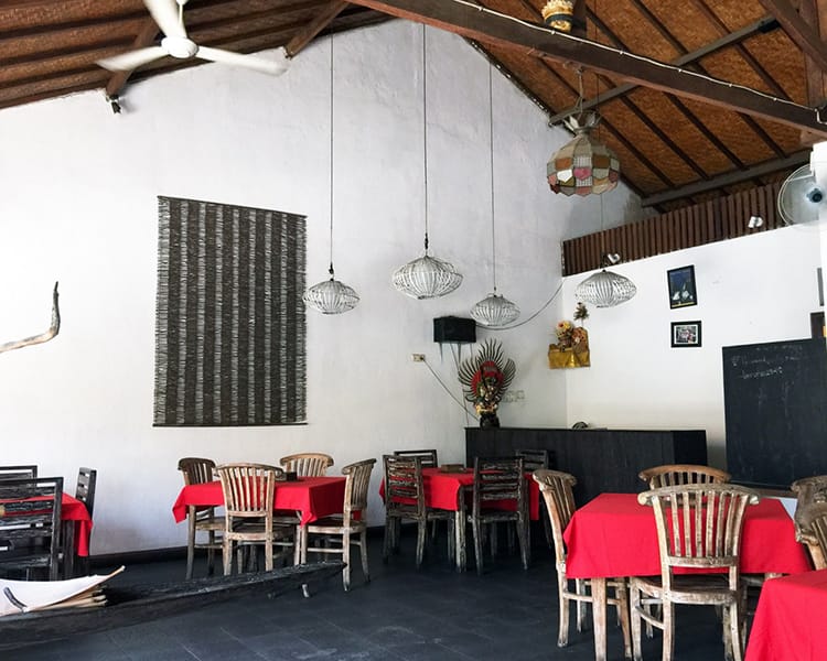 Inside Pondok Baruna Warung Restaurant in Nusa Lembongan Bali