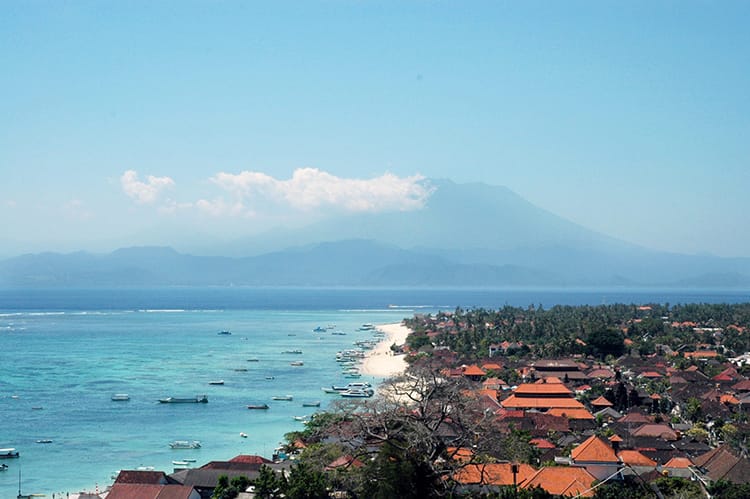 The view of mainland Bali from Nusa Lembongan