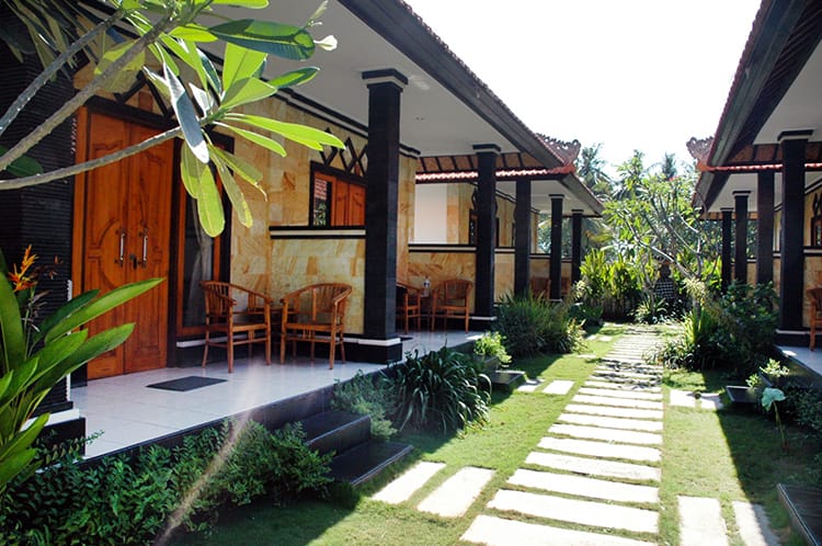 The outside of a homestay in Bali, Indonesia