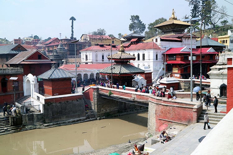 The temples at Pashupatinath in Nepal that surround the river