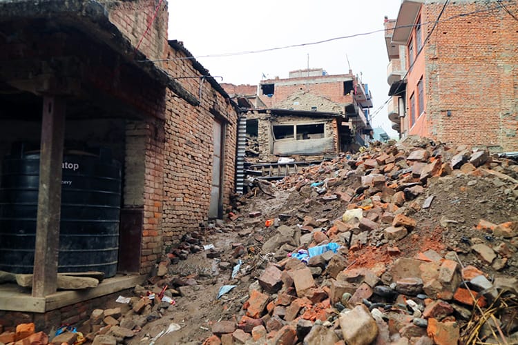 The city of Bungamati where a brick home was destroyed by the 2015 earthquake