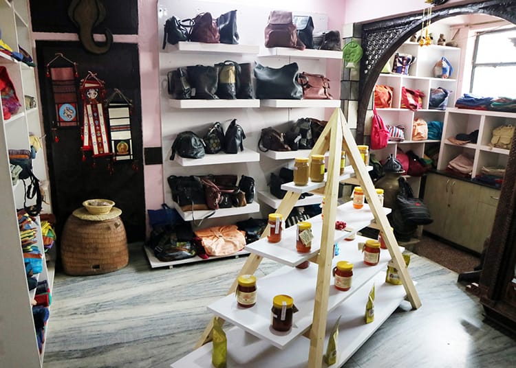 Purses and homemade jams and honey are featured in Sabah in Patan, Nepal
