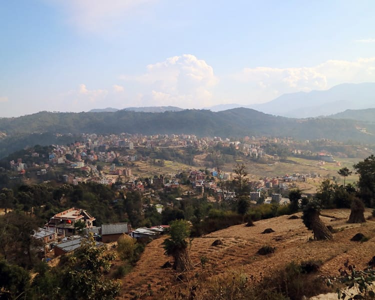 View of the city of Dhulikhel from the hills nearby