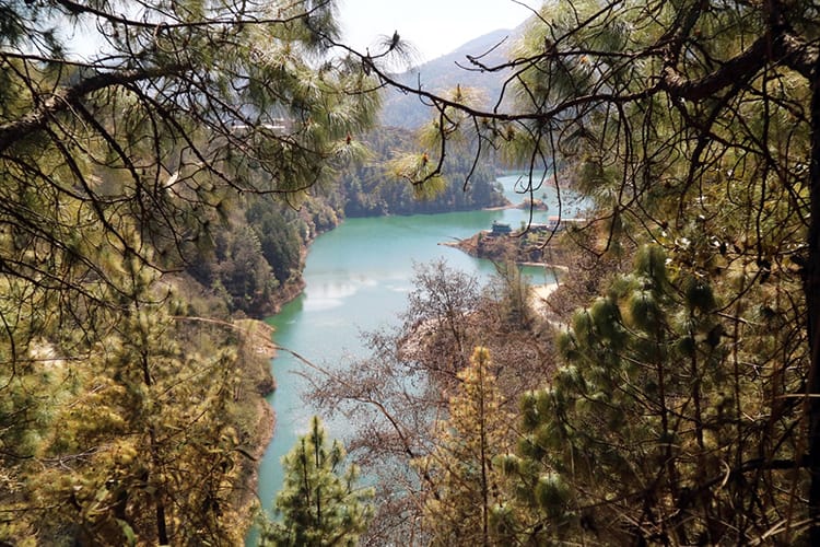 View of Kulekhani Reservoir from the hiking trail