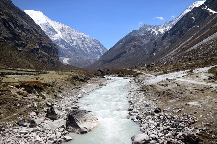 The Tsho Rolpa river runs down from the mountains