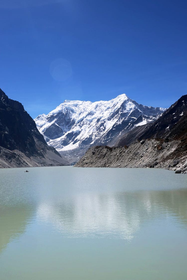 Reflection of the Himalaya Mountain in the Tsho Rolpa Lake in Gaurishankar Conservation Area