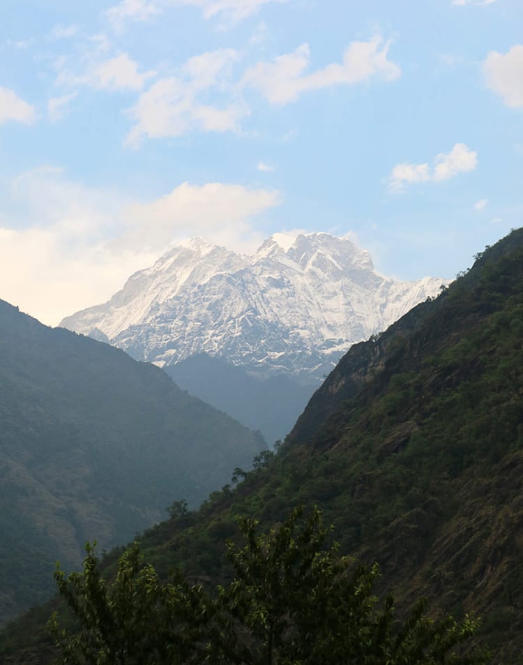 Gaurishankar Mountain range comes into view from Simigaun, Nepal