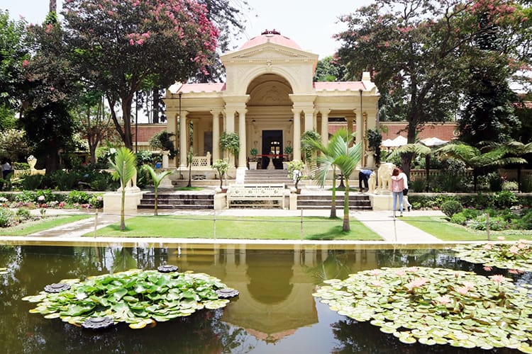 Pond and Cafe at The Garden of Dreams in Kathmandu Nepal