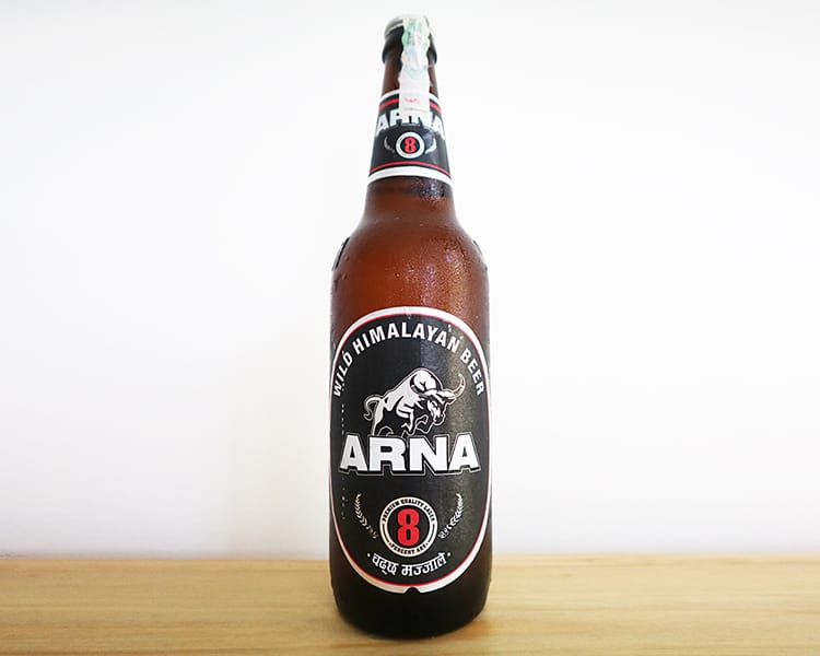 A bottle of Arna Nepali Beer