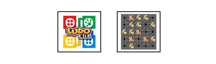 Nepali apps logos for ludo and tigers and goats