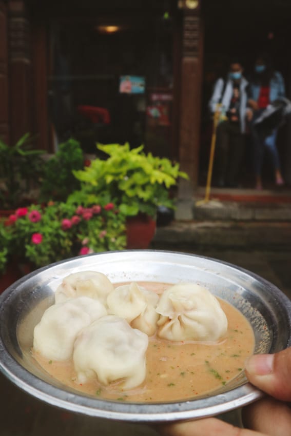 Nepalese style momo - street food in Nepal