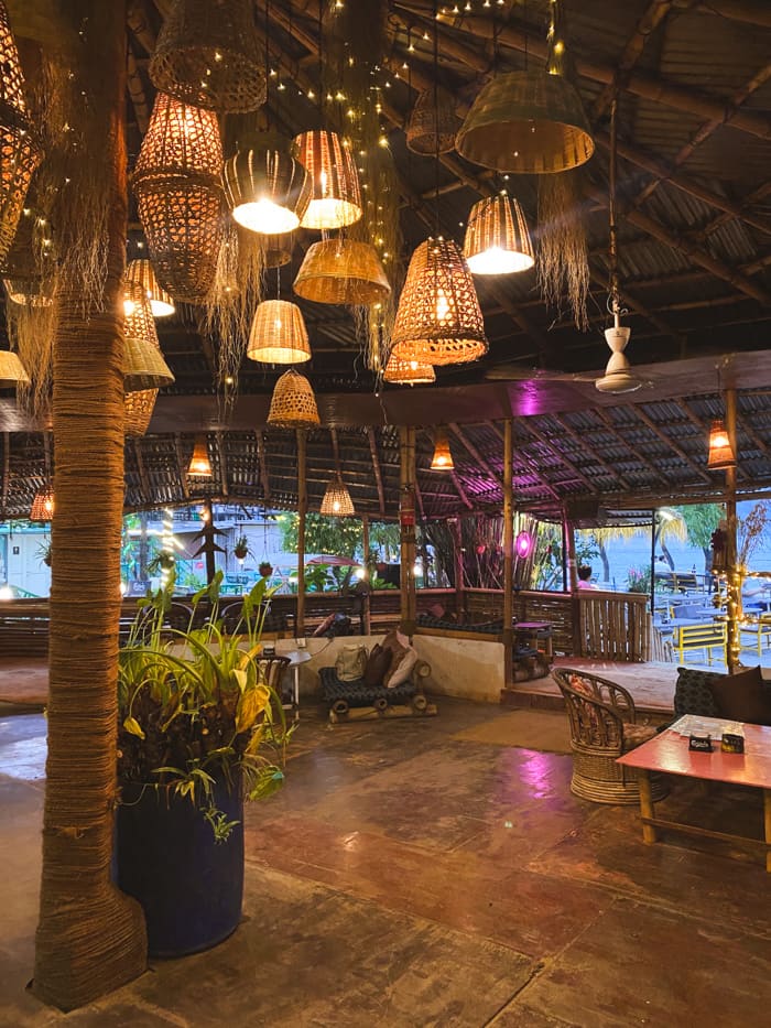 Inside Bamboo Bar at night in Pokhara Nepal