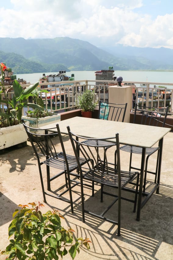The roof overlooking the lake at Pokhara Tourist Home