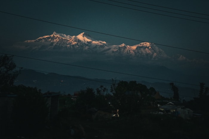 The Himalaya mountains at night