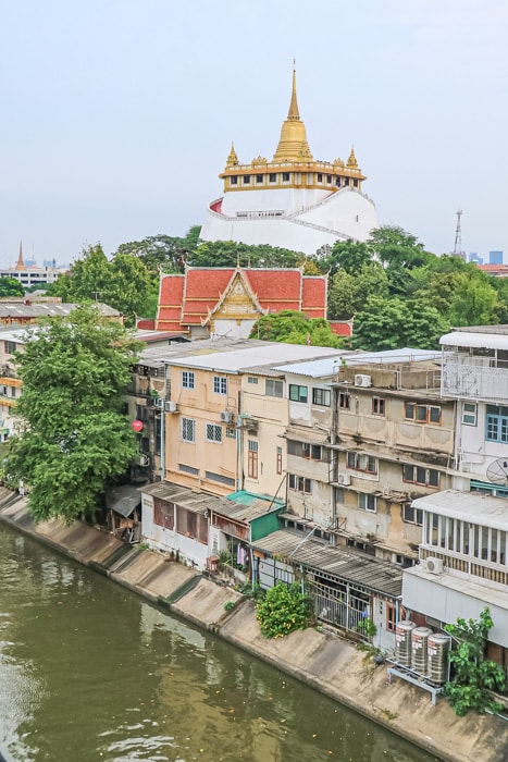 The Golden Mount from across the river - Best Things to do in Bangkok Thailand