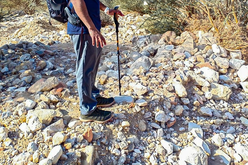 a hiker wearing hiking shoes