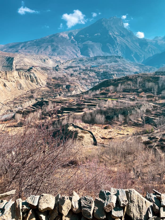 The view of Mustang below the village