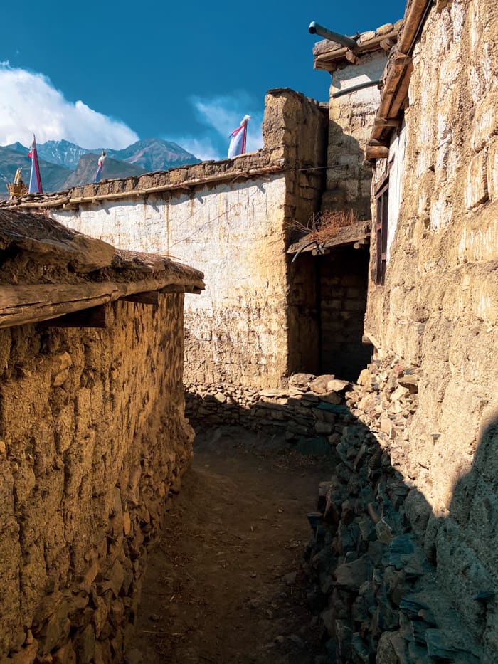 An alley way in village forming a maze