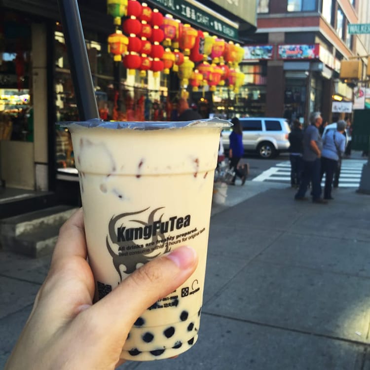 A cup of bubble tea from Kung Fu Tea in Chinatown