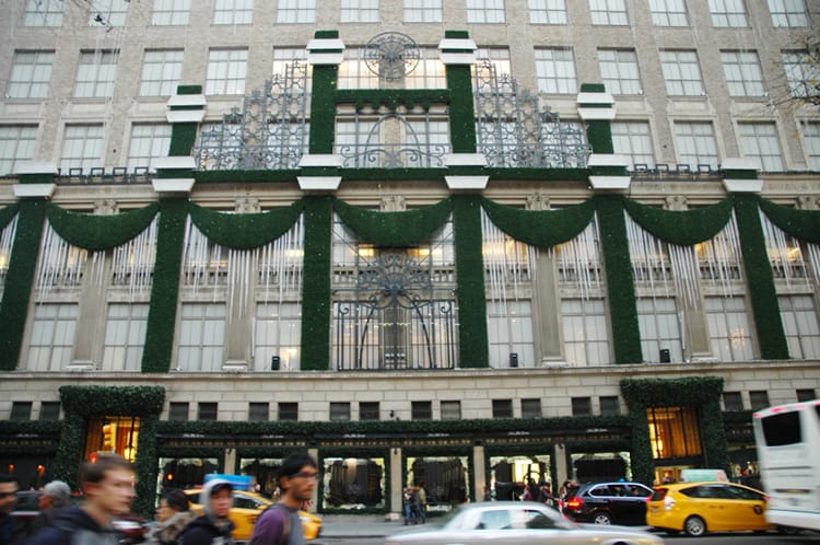 The front of Saks Fifth Avenue at Christmas Time