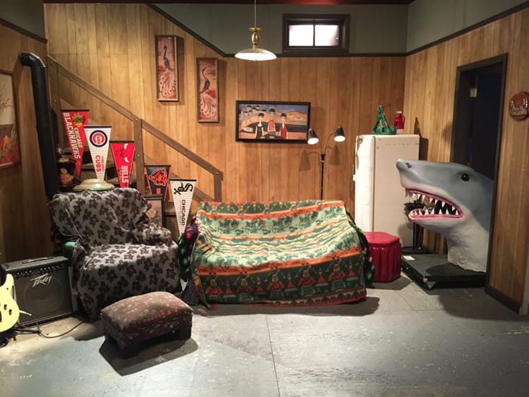 The set of Wayne's World at the SNL exhibit in NYC
