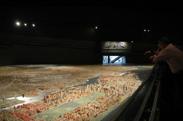 A miniature replica of New York City located inside the Queens Museum in Flushing