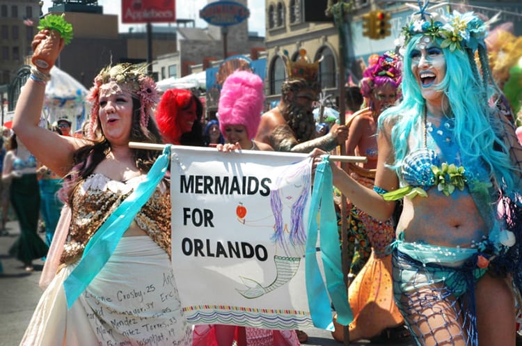 Coney Island Mermaid Parade 2016 Costume Full Time Explorer Brooklyn New York City Beach Unique Cool Orlando Strong Gun Control Blue Turquois Gay Pride
