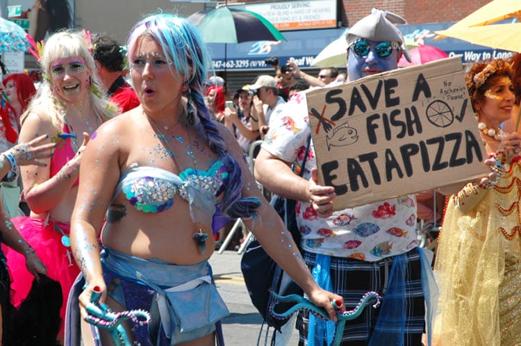 Coney Island Mermaid Parade 2016 Costume Full Time Explorer Brooklyn New York City Beach Unique Cool Save A Fish Eat A Pizza