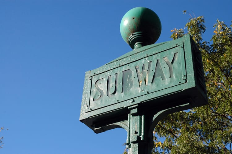 An old subway sign in New York City