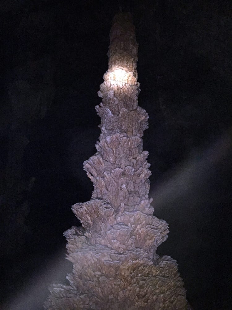 An unusual rock formation on a cave trek in Thailand