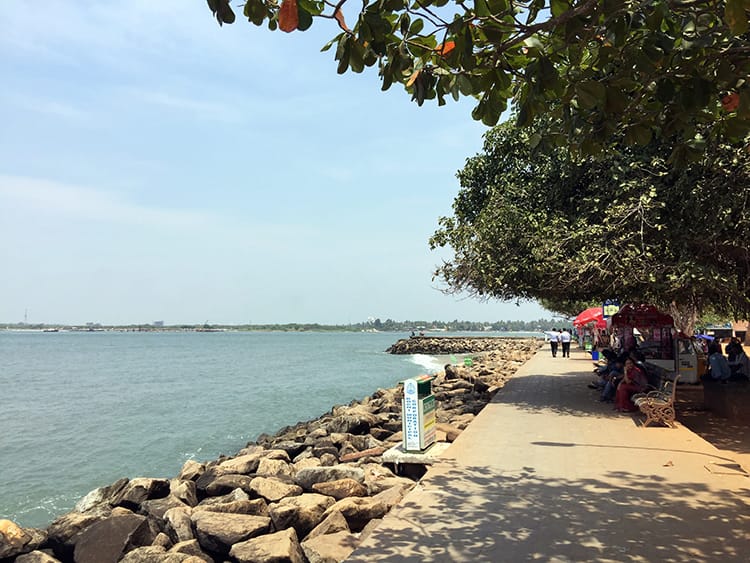 A walkway along the water leading to Fort Kochi Mahatma Gandhi Beach