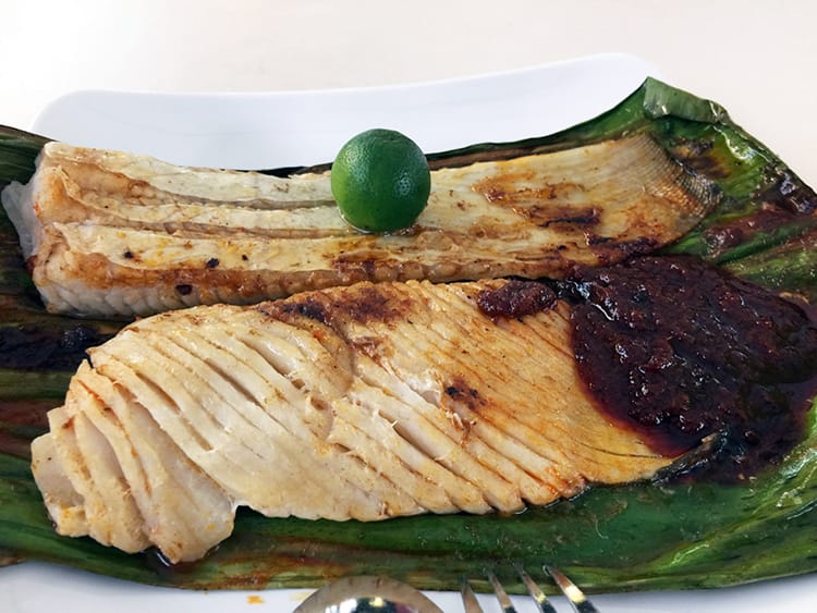 A plate of BBQ stingray sold at a hawker stall in Singapore