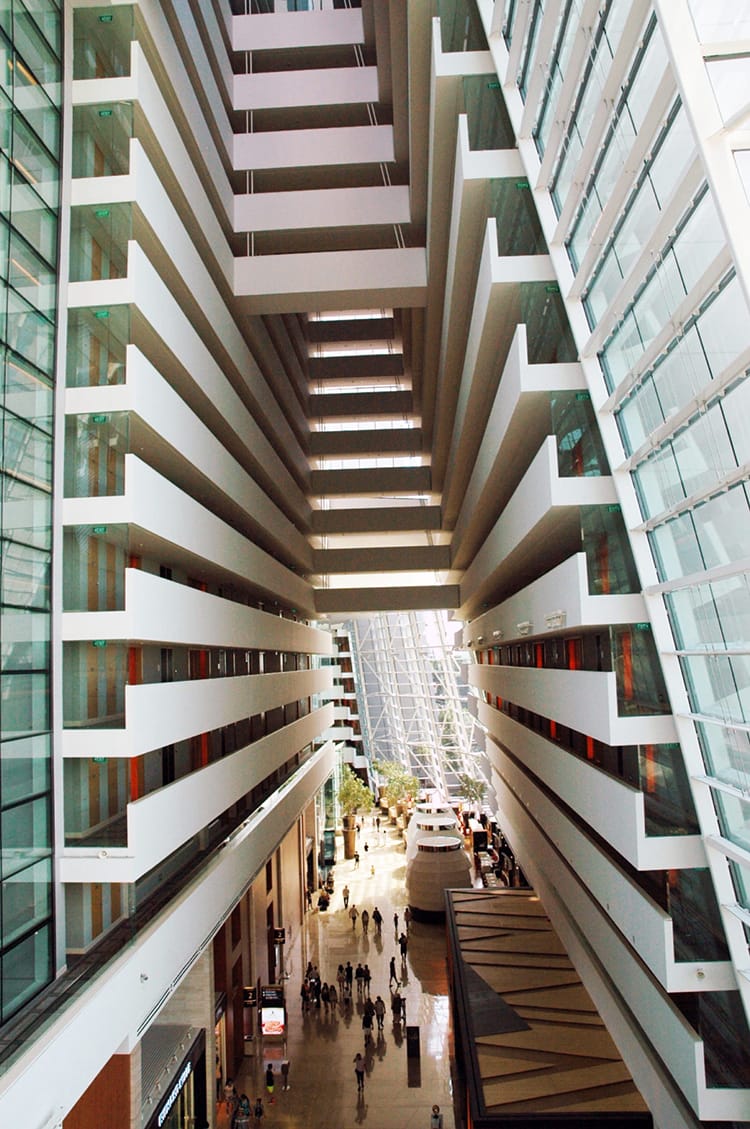 The inside of the Marina Sands Hotel in Singapore