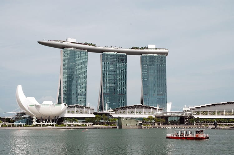 The Marina Sands Hotel in front of the bay in Singapore