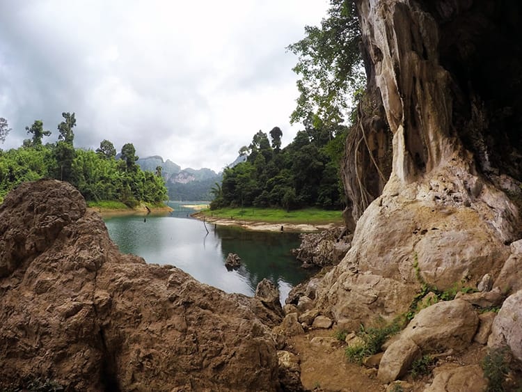 The view from the cave looking back at the lake in Khao Sok