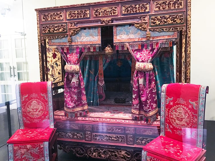 A traditional wedding bed for a Peranakan wedding
