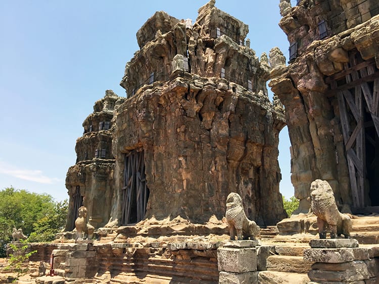 Ancient temples on the way to Tonle Sap Lake in Siem Reap, Cambodia