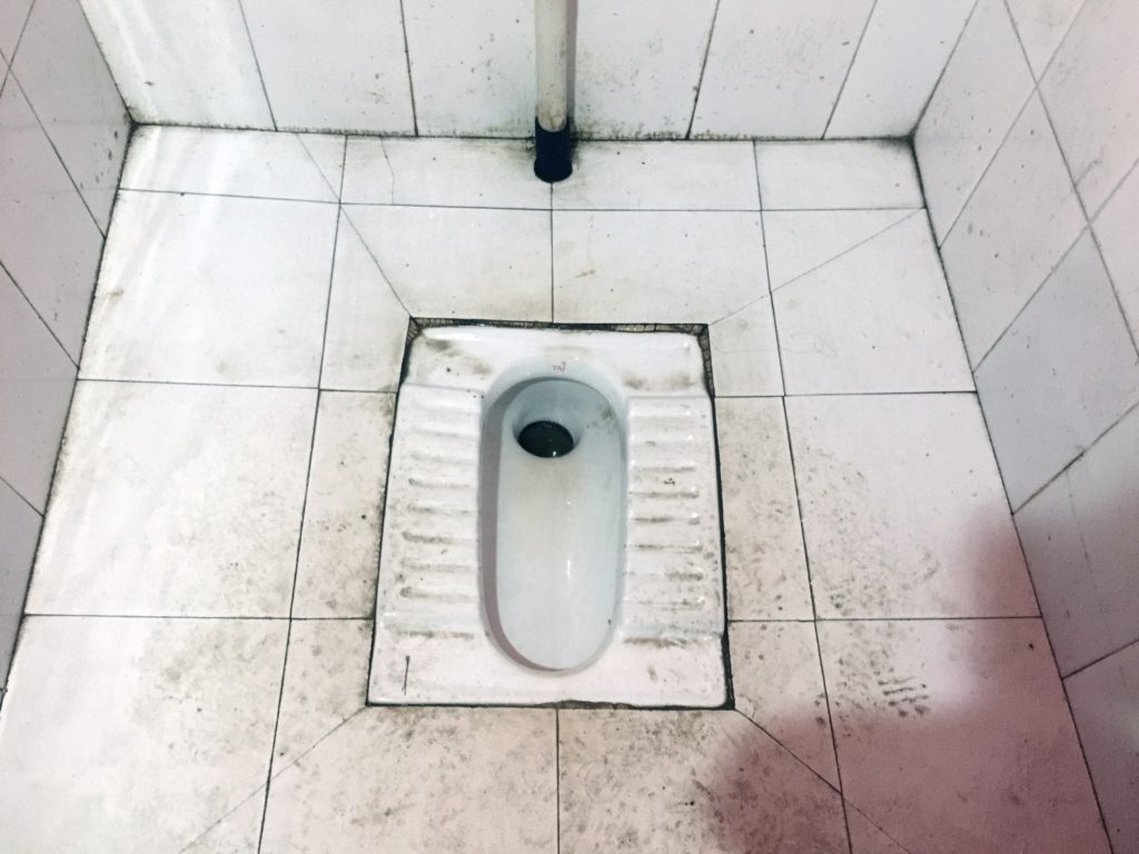 An Asian style squat toilet