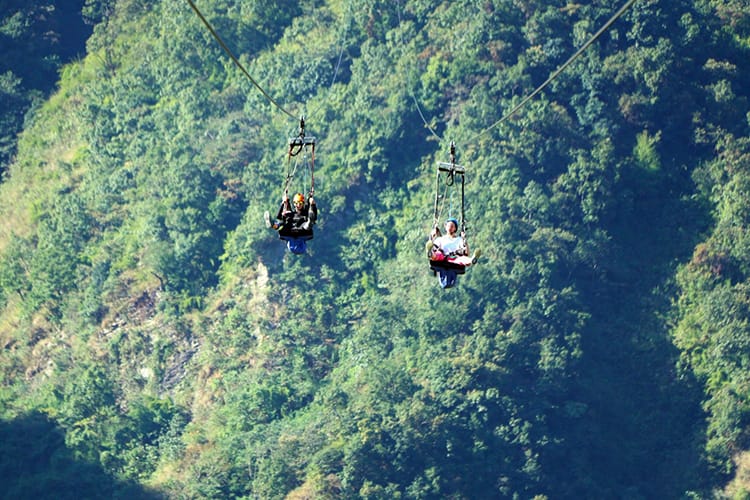 Michelle Della Giovanna from Full Time Explorer flies down the Zip Flyer