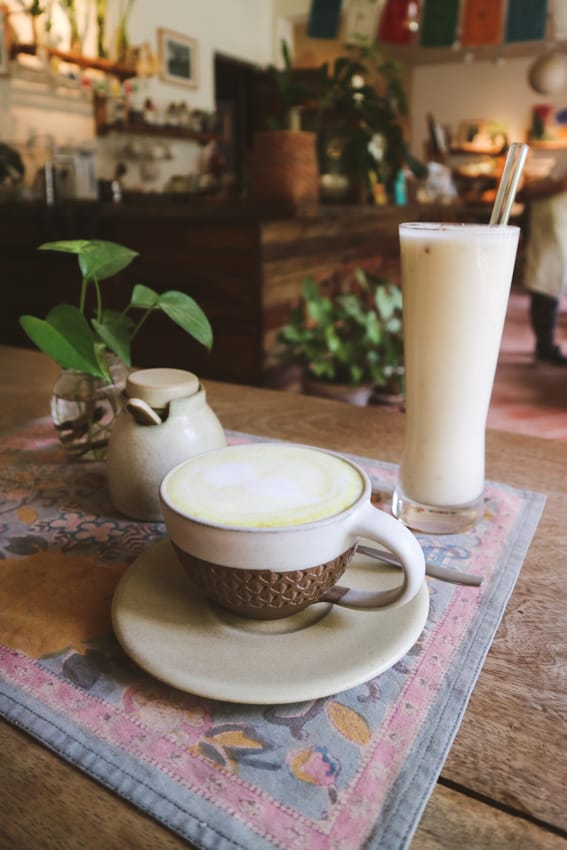 A latte and lassi at Ananda Tree House in Kathmandu