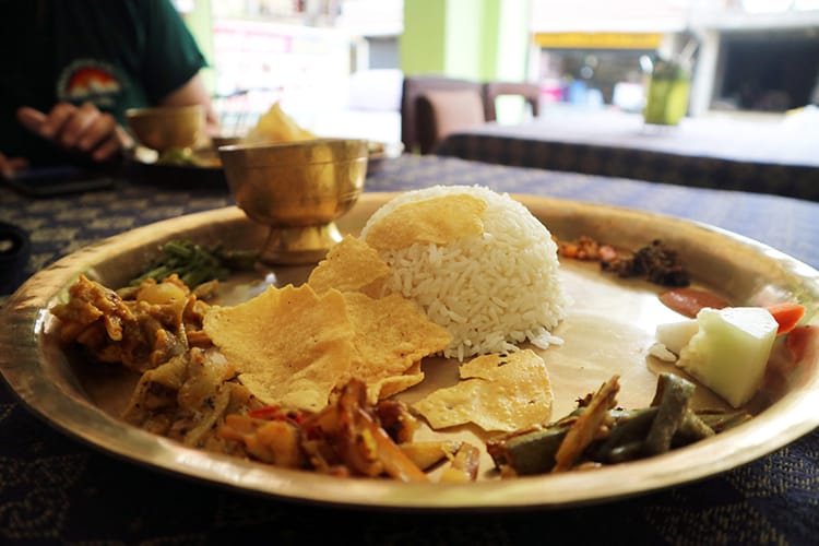 A plate of Nepali dal baht