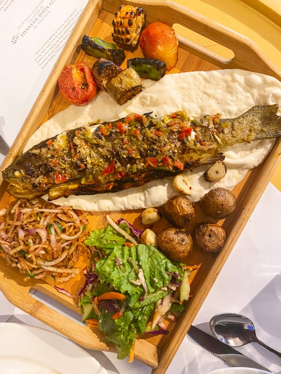 Fried whole trout fromAlev Kebab Sultanate turkish