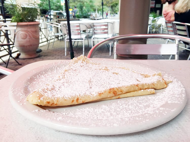A plain crepe with powdered sugar from Le Cafe Crepe in Austin Texas
